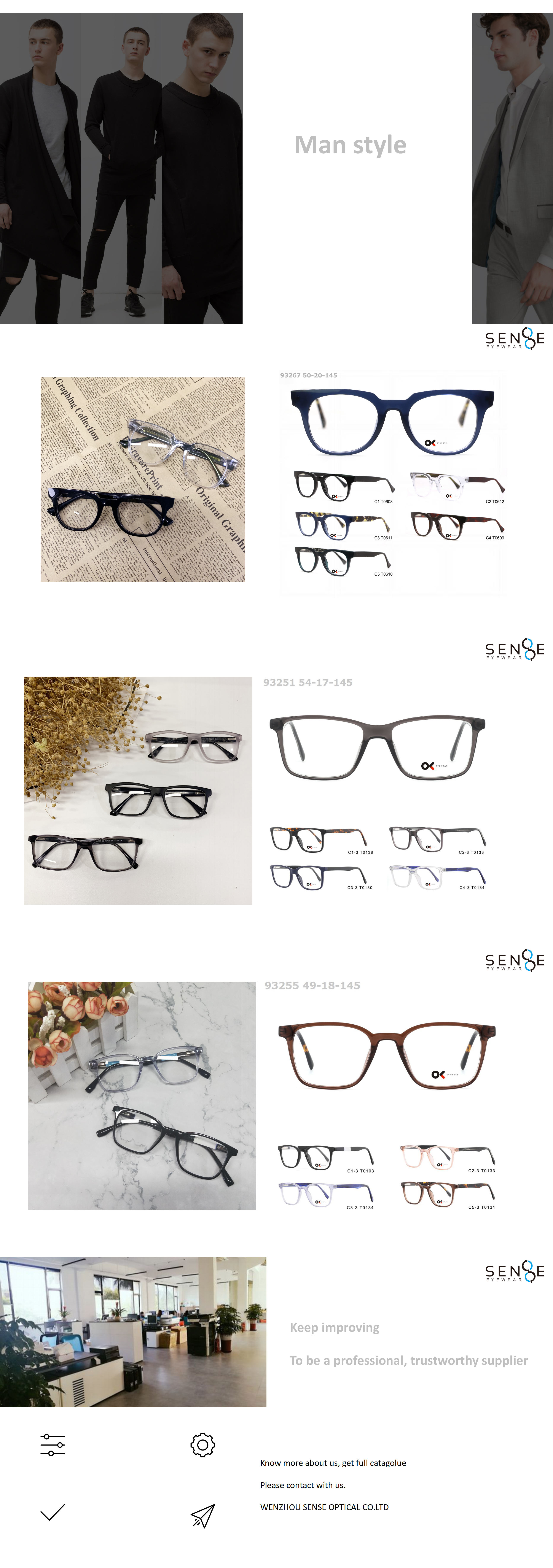 Men light acetate glasses frame