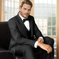 WYWK Men's 3-Piece Suit Banquet Prom Wedding Set-Black-XXS