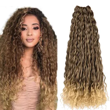 24Inch Water Wave Crochet Braids Hair Soft Long Curly Ombre Brown Blonde Goddess Braiding Hair Synthetic Hair Extensions