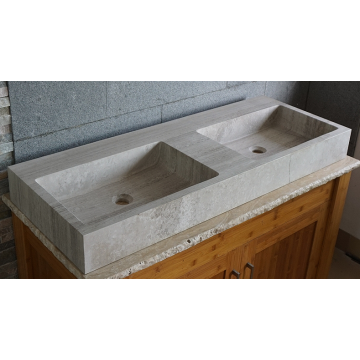 Wooden grey marble double sink