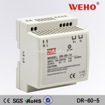 60Wシングル出力DINレールパワー5V 6.5A SMPS電源