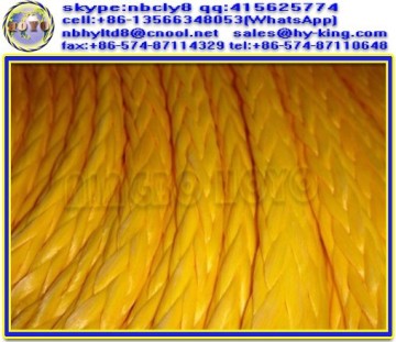 12 strand yellow uhmwpe cable , uhmwpe fiber rope , uhmwpe rope winch