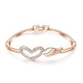 Fille ange aile cristal coeur vogue Bracelet alliage