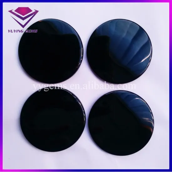 Factory Price Thick Flat Round Black Onyx Agate Loose Stones for Sale