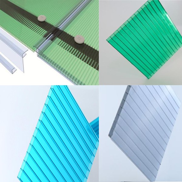 Feuille de polycarbonate de mur à double mur creux de 6 mm