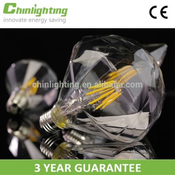 Glass House 2W/4/6w led bulb CE RoHS E27 clear diamond led filament bulb dimmable led filament