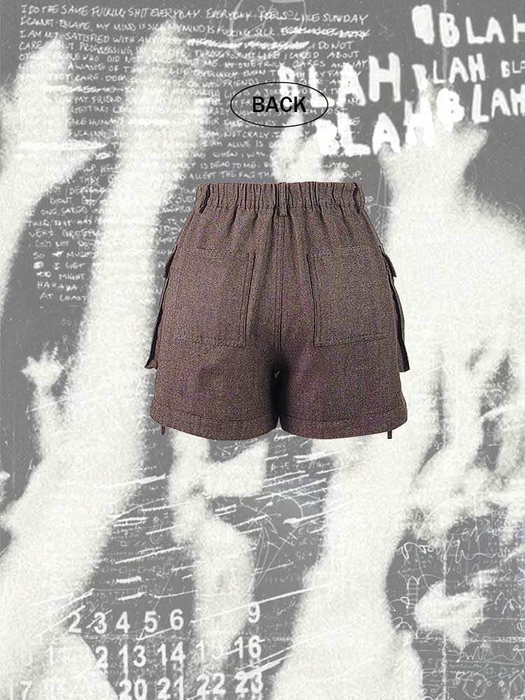 Elastic Mid Waist Pocket Shorts