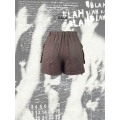 Shorts de cargaison de lin en coton à taille moyenne élastique pour femmes