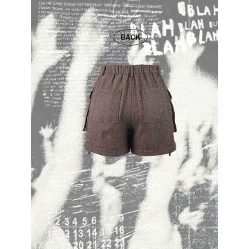 Shorts de carga de linho de algodão elásticos da cintura média elástica feminina