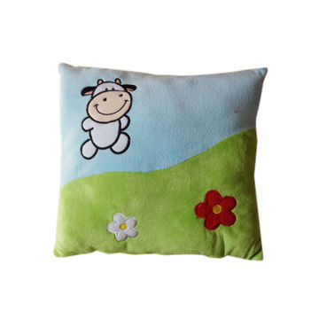 Plush cushion with lovely embroidery, customized designs are accepted