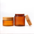 Amber Body Butter Cream Container Bamboo Wooden Lid