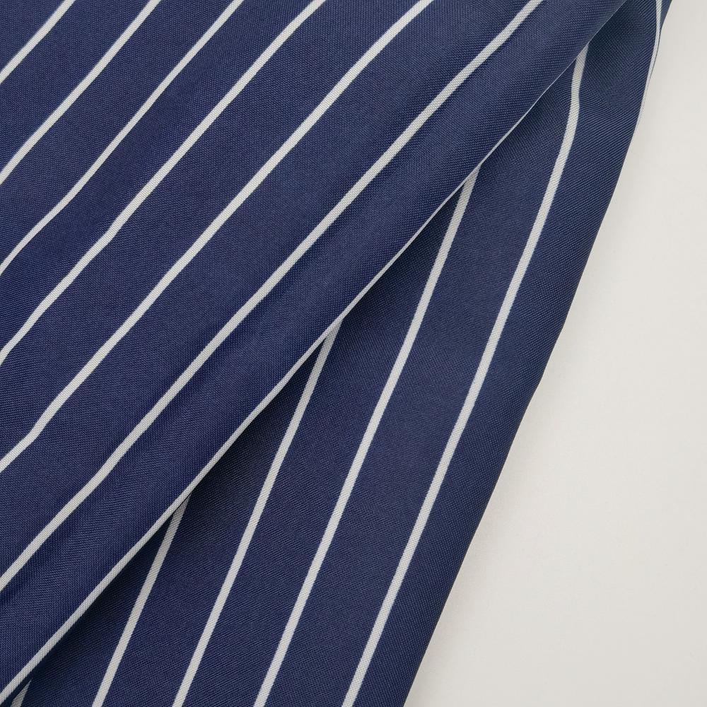 Navy Blue Striped Printed Polyester Pongee Fashion Fabrics