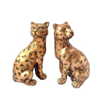 Golden Leopard Resin Sculptures for Hotel Reception and Office Decor