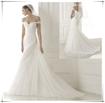 2015 Vestido De Noiva Curto Soft Tulle Beaded Wedding Dresses Bridal Gown New Vestidos