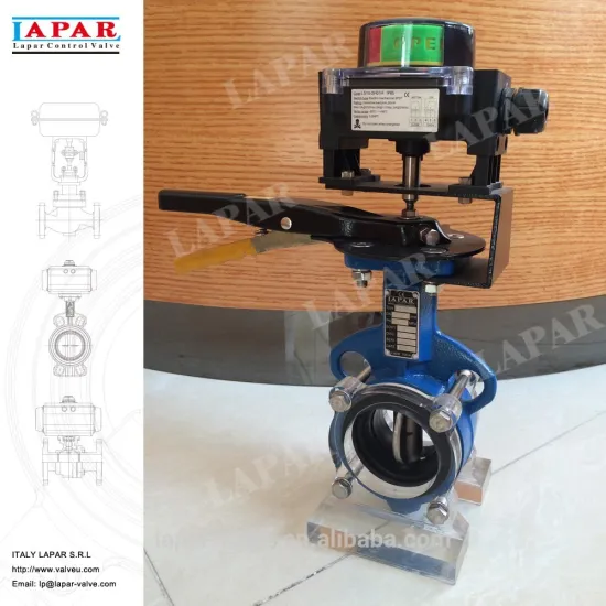 LAPAR dn50 pn16 wafer type butterfly valve with limit switch and lever handle