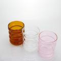 Colored Drinking Water High Borosilicate Glass Ripple Cup