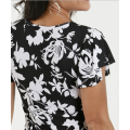 O-Neck Casual Floral Blouses Elegant Tops