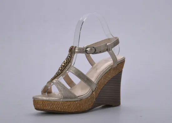 Ladies Wedge Sandals With Diamonds , 36-41 Size Comfortable Espadrille