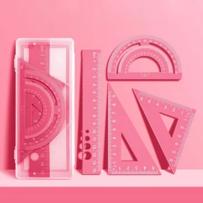 Student Geometry Mathematics Aluminium Alloy Multifunctional 4pcs Geometric Ruler Set