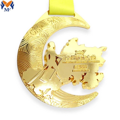 Free drawing of chinese design light gold medal