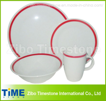 Porcelain 16PC Dinner Set in Red Color Band (RC-001)