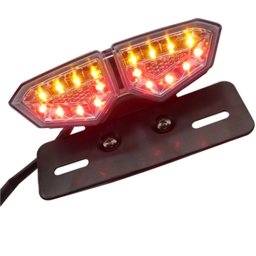 LED Tail Light Brake Stop Signal Turn Indicator for Dirt Bike and Cafe Racer with License Plate Bracket