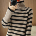 Women's extra thick sweater with high pile neck