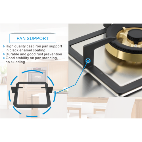 Estufa de gas 3 quemadores de acero inoxidable con panel