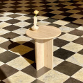 Table ronde table de chevet en travertin beige