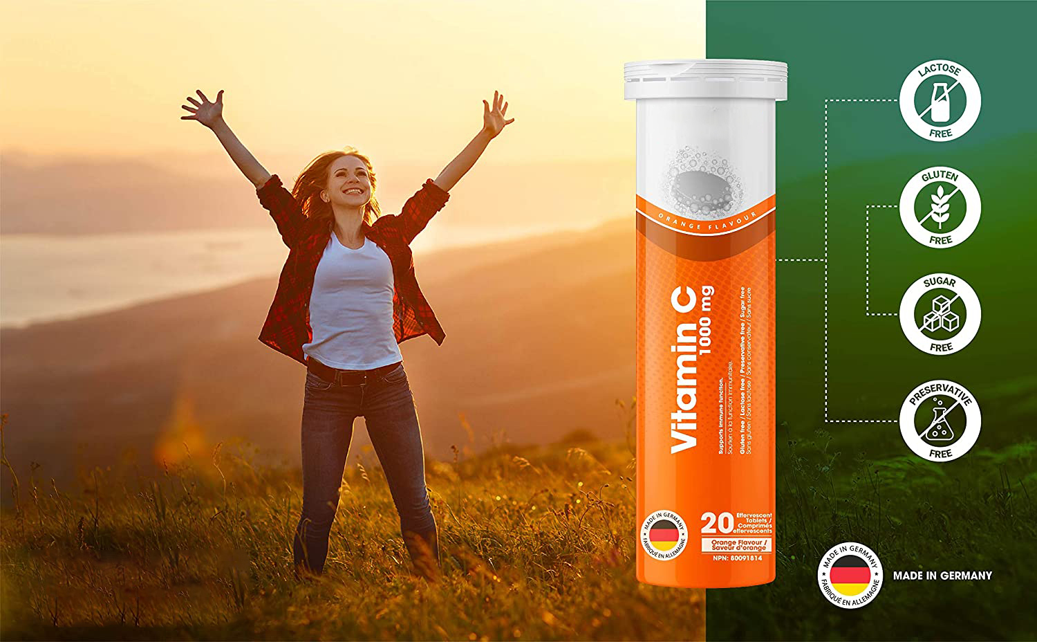 OEM/ODM Vegan Low Sugar Orangre Flavor Vitamin Tablet Energy Vitamin C Effervescent Tablet Immune System Booster