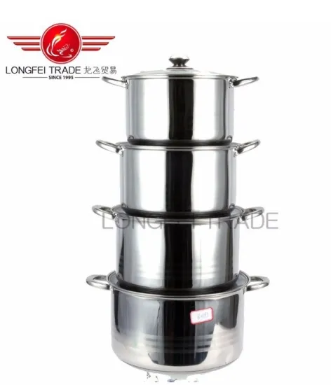 5PCS High Quality Stainless Steel Stock Cook Soup Pot Set
