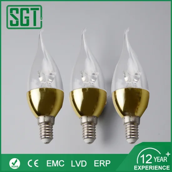 Singate brands high quality golden silver 5w candle led lamp light for sale