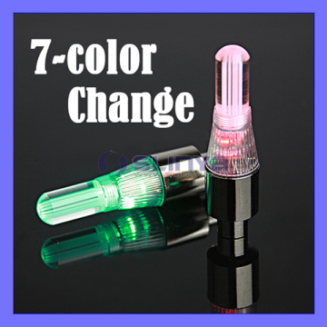 7 Color Change Bicycle Wheel LED Tire Valve Cap Spoke Lights Blister Card (SL-328)