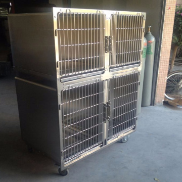 Multifunction stainless steel dog cage with waste tray and separator Pet hospital high quality SUS304 dog cage Double dog cage