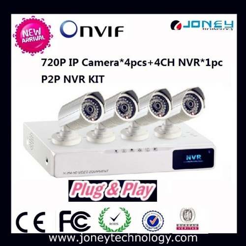 Onvif P2p IP Camera Poe NVR Kit 4 Channel NVR Kit