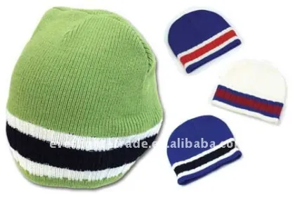 100% acrylic knitted hat/strip knitted hat