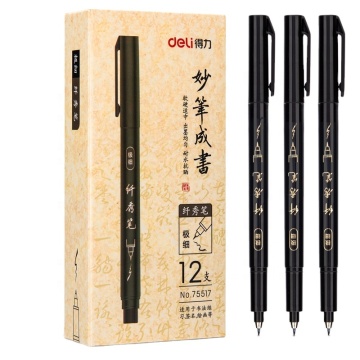 Best Selling Deli Thick and Thin Calligraphy Pen 75517 - BLACK