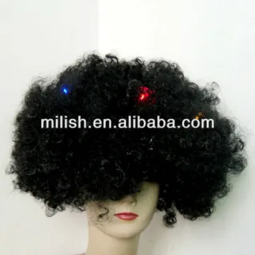 party LED black football fans afro wig FBW-0178