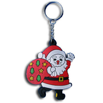 Santa Claus Eco-friendly Silicone Keychain, Lovely Silicone Key Chains For Promotion