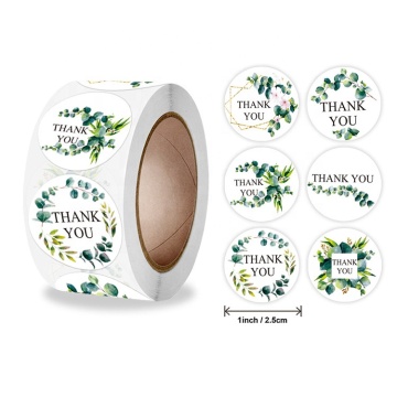 Customizable Green Plant Leaf Stickers for Business Labels and Weddings