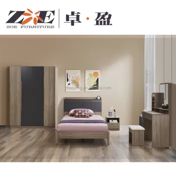 Nordic Design Modern King Size Bedroom Furniture Set for Master and Teenager Bedrooms