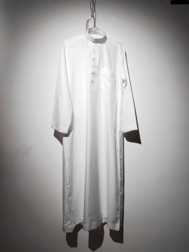 Men's Round Neck Long Sleeve White Muslim Robe