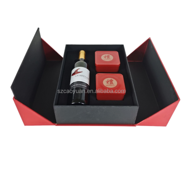 Customizable Luxury Wine Bottle Packaging: Double Door Opening Gift Box with Magnet Closure