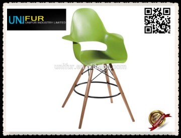 2015 newest modern designer armrest plastic bar stool with ring footrest