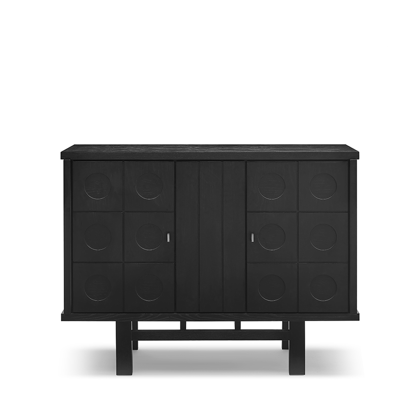 Solid Wood Black Kitchen Storage Cabinet