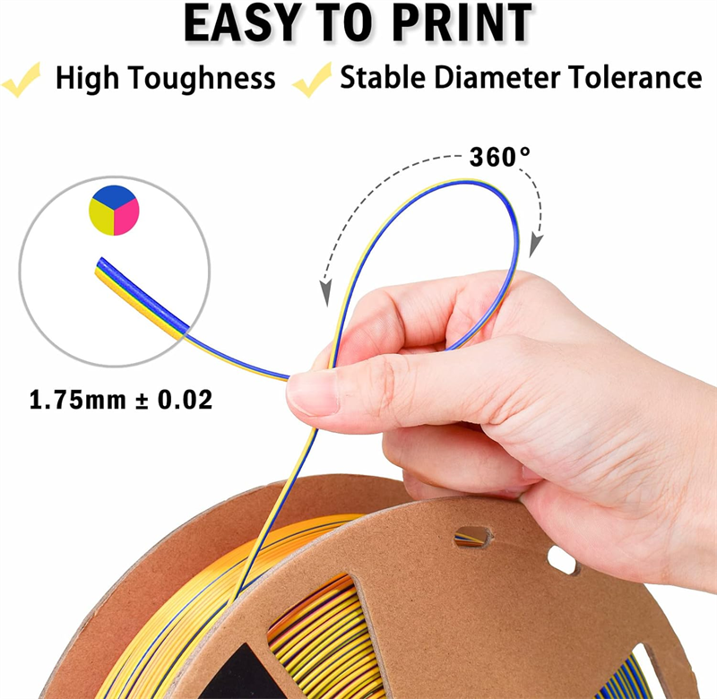 Shiny Silk Tri Color PLA Filament