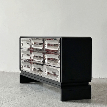 Stainless Steel Capsule Side Cabinet for Living Room Storage
