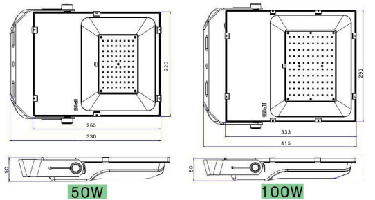 200w Led Flood Light demionsion