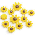 Simulation Flat Bottom Sunflower Resin Cabochons Flower Resin Charms For Children Hairpin Rubber String Phone Shell Accessories