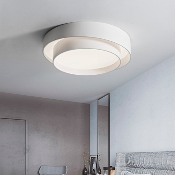 Modern Simple LED Induction Remote Control Double Circle Ceiling Lamp